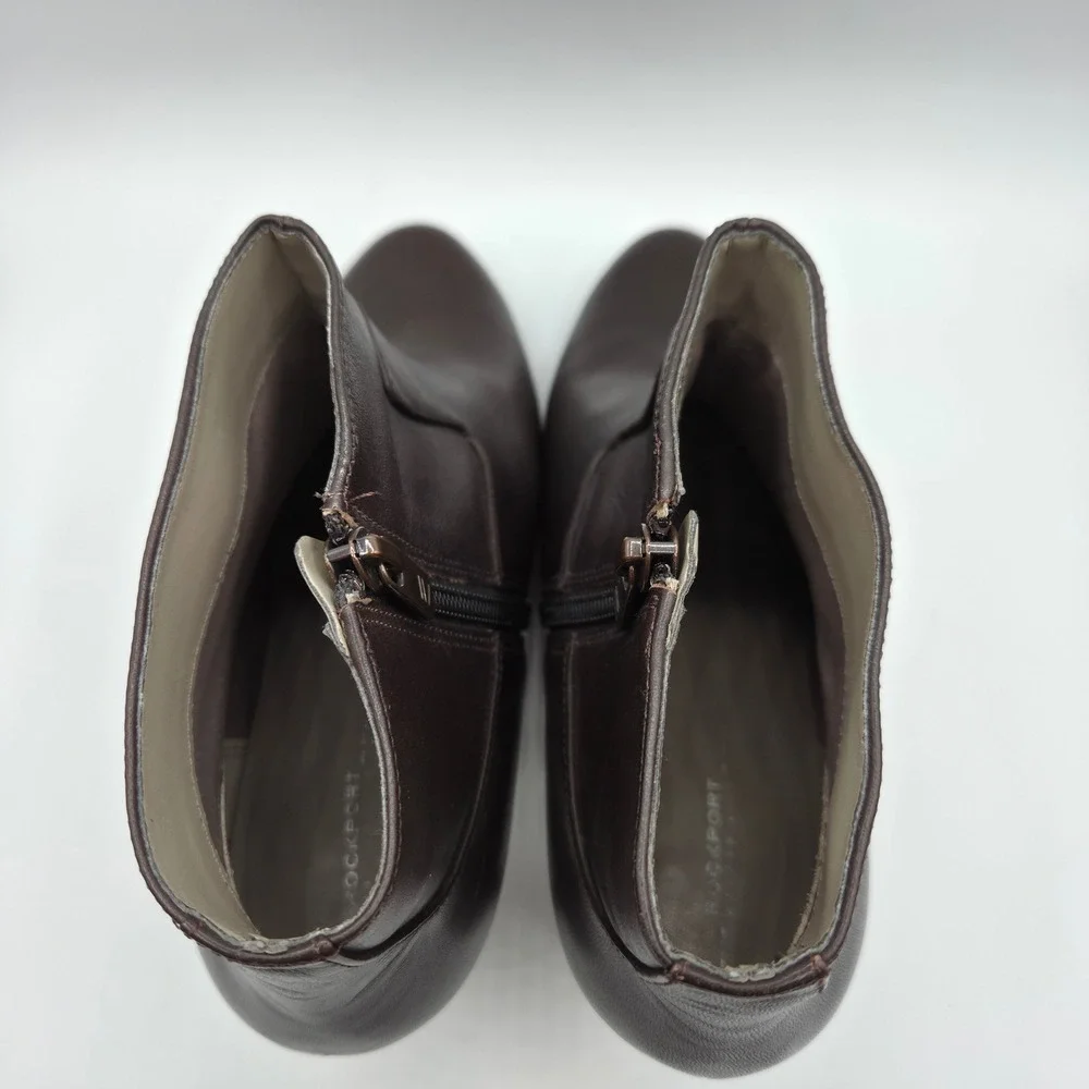 Rockport Brown Leather Ankle Boots Kitten Heel ADIPRENE V75985 Womens 7 M